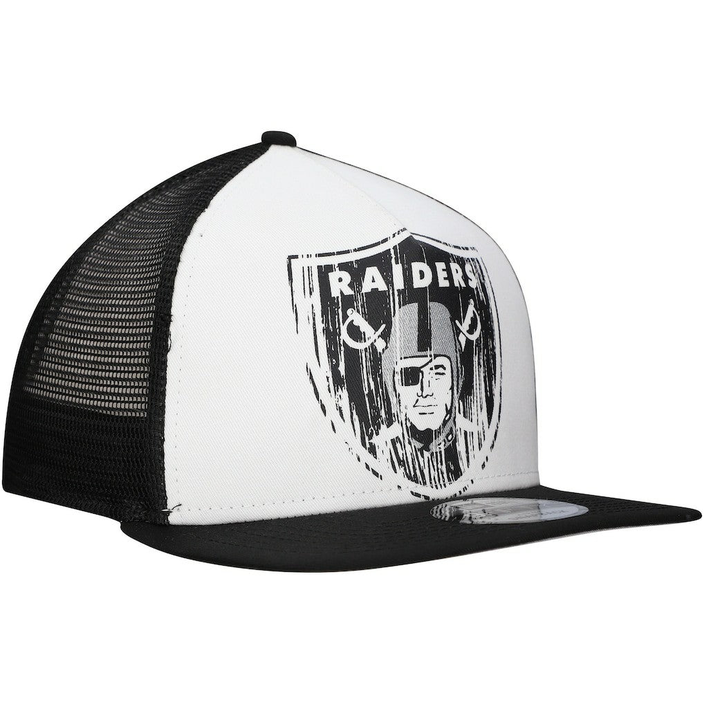 New Era Las Vegas Raiders Distressed 9FIFTY A-Frame Snapback Hat White/Black