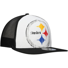New Era Pittsburgh Steelers Distressed 9FIFTY A-Frame Snapback Hat White/Black