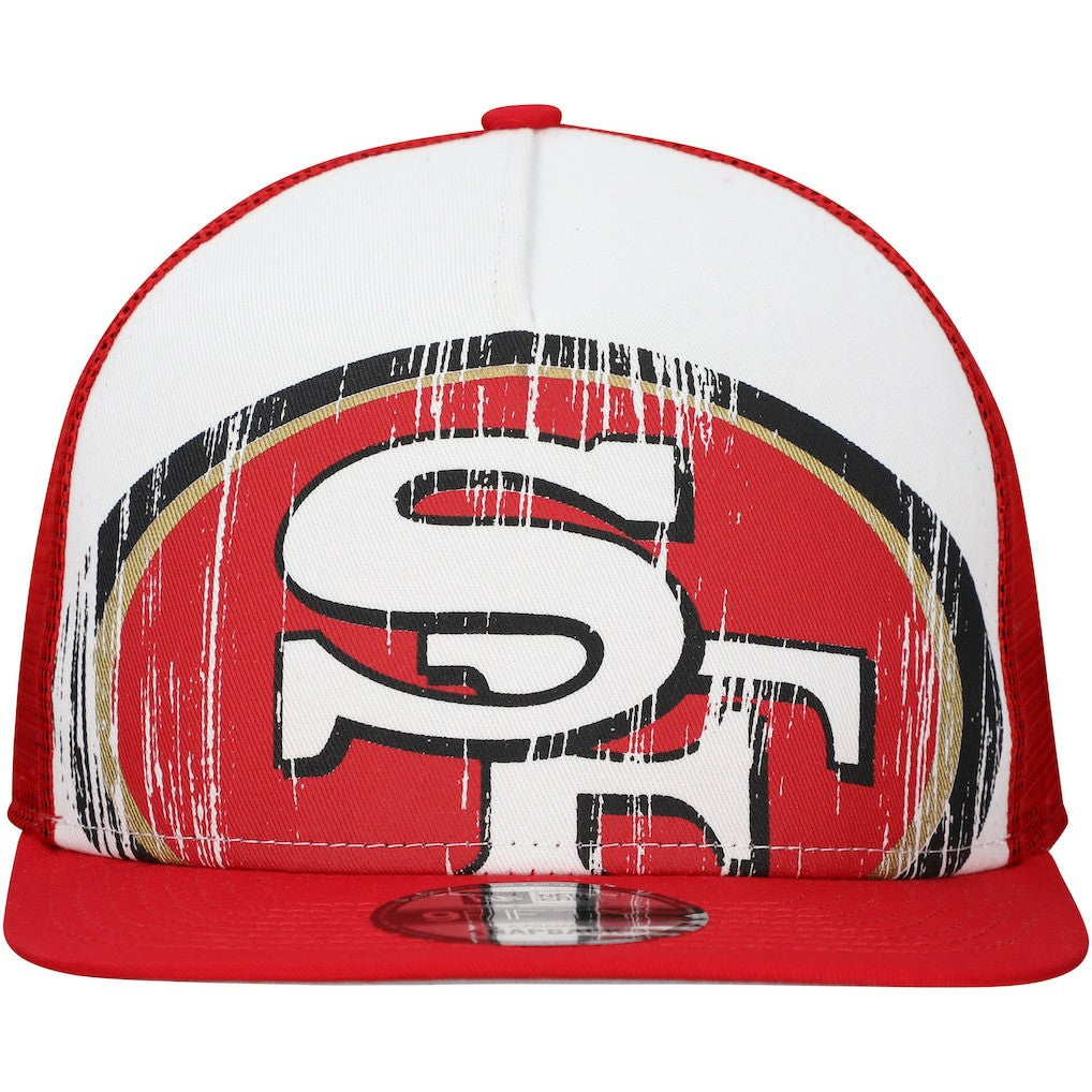 New Era San Francisco 49ers Distressed 9FIFTY A-Frame Snapback Hat White/Scarlet