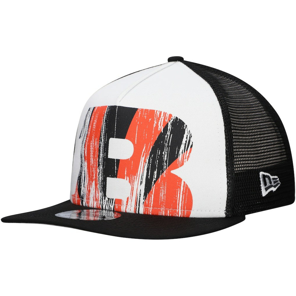 New Era Cincinnati Bengals Distressed 9FIFTY A-Frame Snapback Hat White/Black