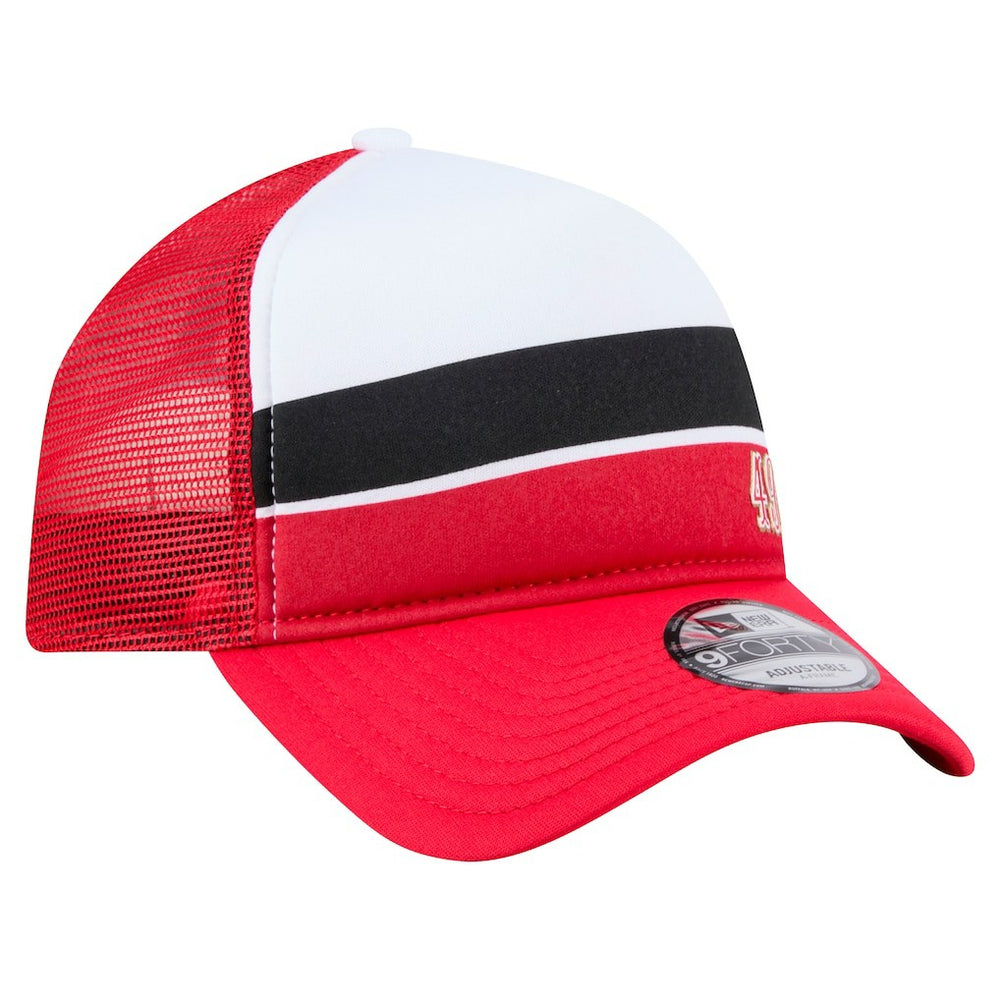 San Francisco 49ers New Era Sport Night Color Block 9FORTY A-Frame Trucker Adjustable Hat White/Scarlet