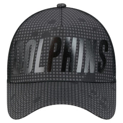 Miami Dolphins New Era Midnight Ink Tonal Text A-Frame Trucker 9FORTY Adjustable Hat Black