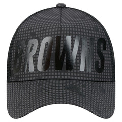 Cleveland Browns New Era Throwback Midnight Ink Tonal Text A-Frame Trucker 9FORTY Adjustable Hat Black