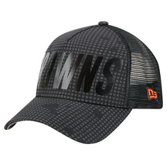 Cleveland Browns New Era Throwback Midnight Ink Tonal Text A-Frame Trucker 9FORTY Adjustable Hat Black