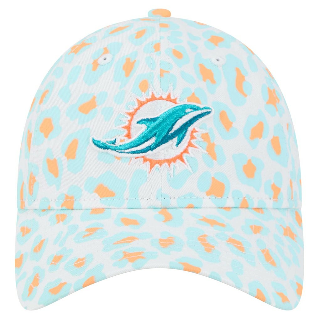 Miami Dolphins New Era Women's Active Leopard 9TWENTY Adjustable Hat White