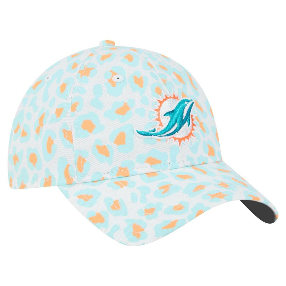 Miami Dolphins New Era Women's Active Leopard 9TWENTY Adjustable Hat White