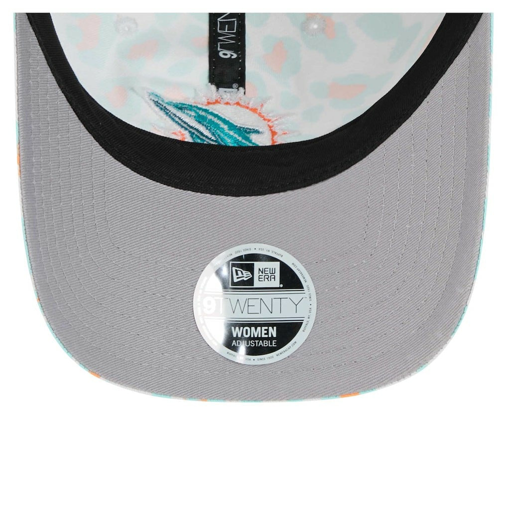 Miami Dolphins New Era Women's Active Leopard 9TWENTY Adjustable Hat White