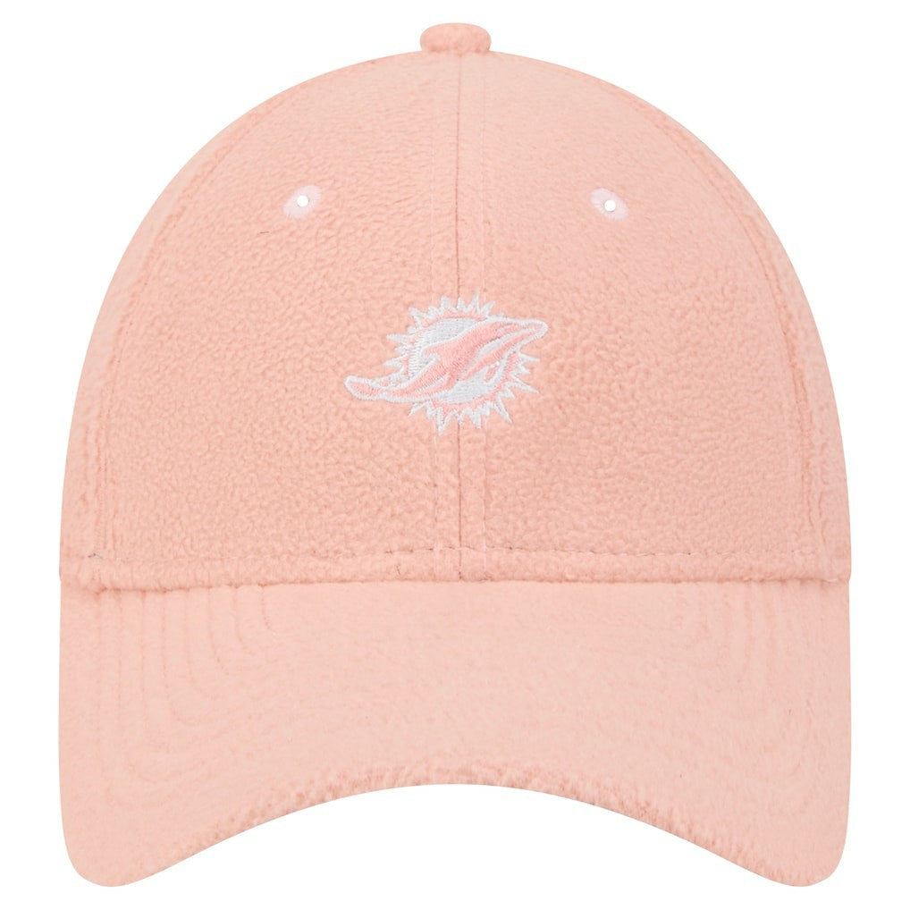 Miami Dolphins New Era Women's Cozy Sherpa 9FORTY Adjustable Hat Light Pink