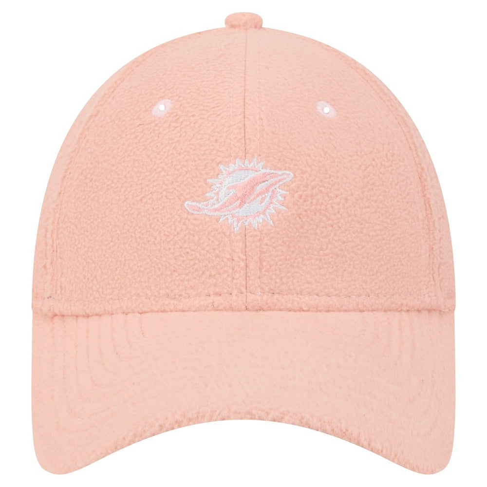Miami Dolphins New Era Women's Cozy Sherpa 9FORTY Adjustable Hat Light Pink
