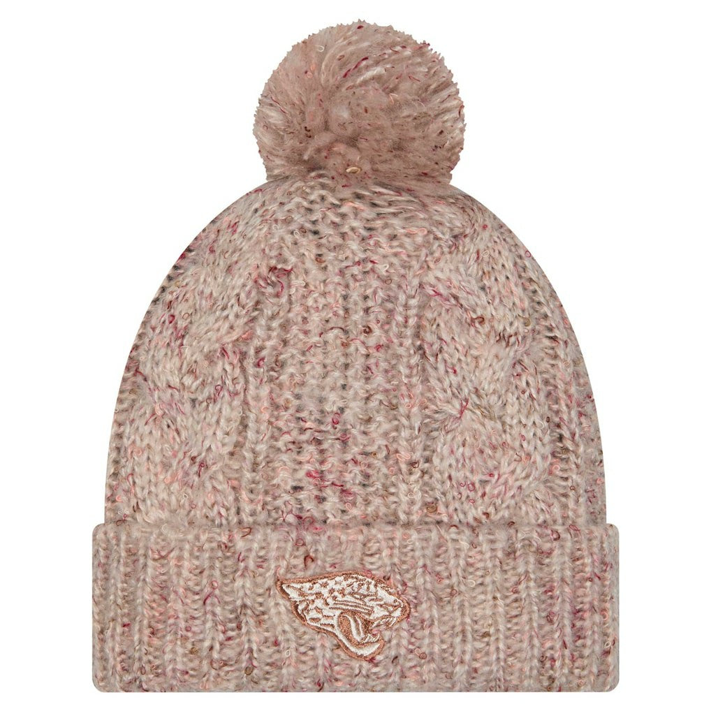 Jacksonville Jaguars New Era Women's Trendy Tone Cuffed Knit Hat with Pom Stone
