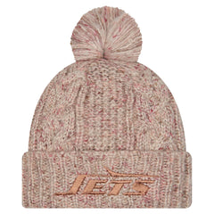 New York Jets New Era Women's Trendy Tone Cuffed Knit Hat with Pom Stone