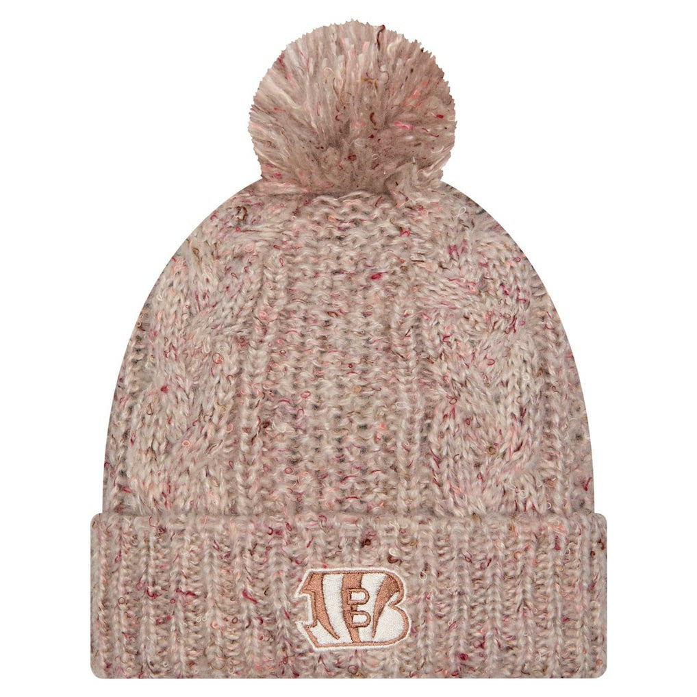 Cincinnati Bengals New Era Women's Trendy Tone Cuffed Knit Hat with Pom Stone