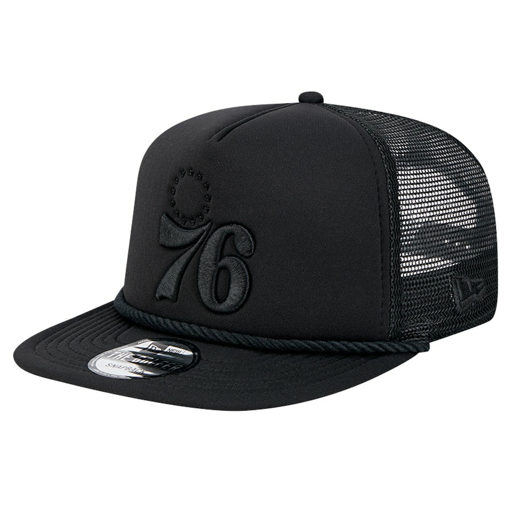 Philadelphia 76ers Tone Foam Meshback Golfer Snapback Hat Black | New Era discount