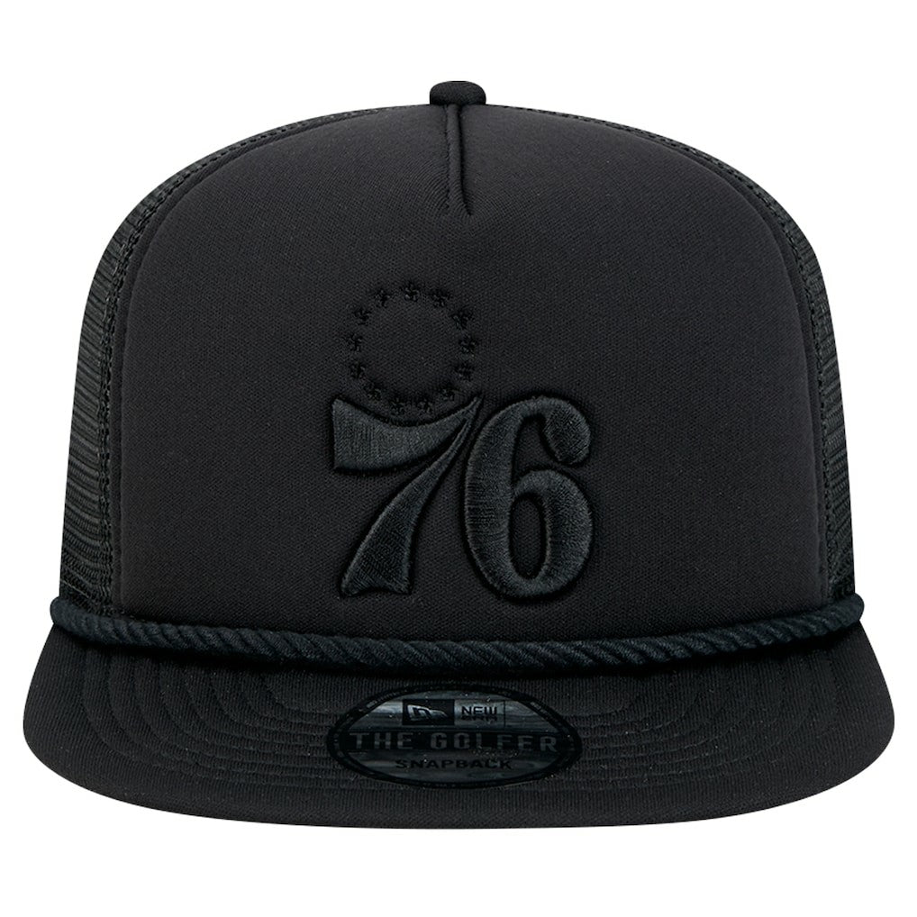 Philadelphia 76ers Tone Foam Meshback Golfer Snapback Hat Black | New Era discount