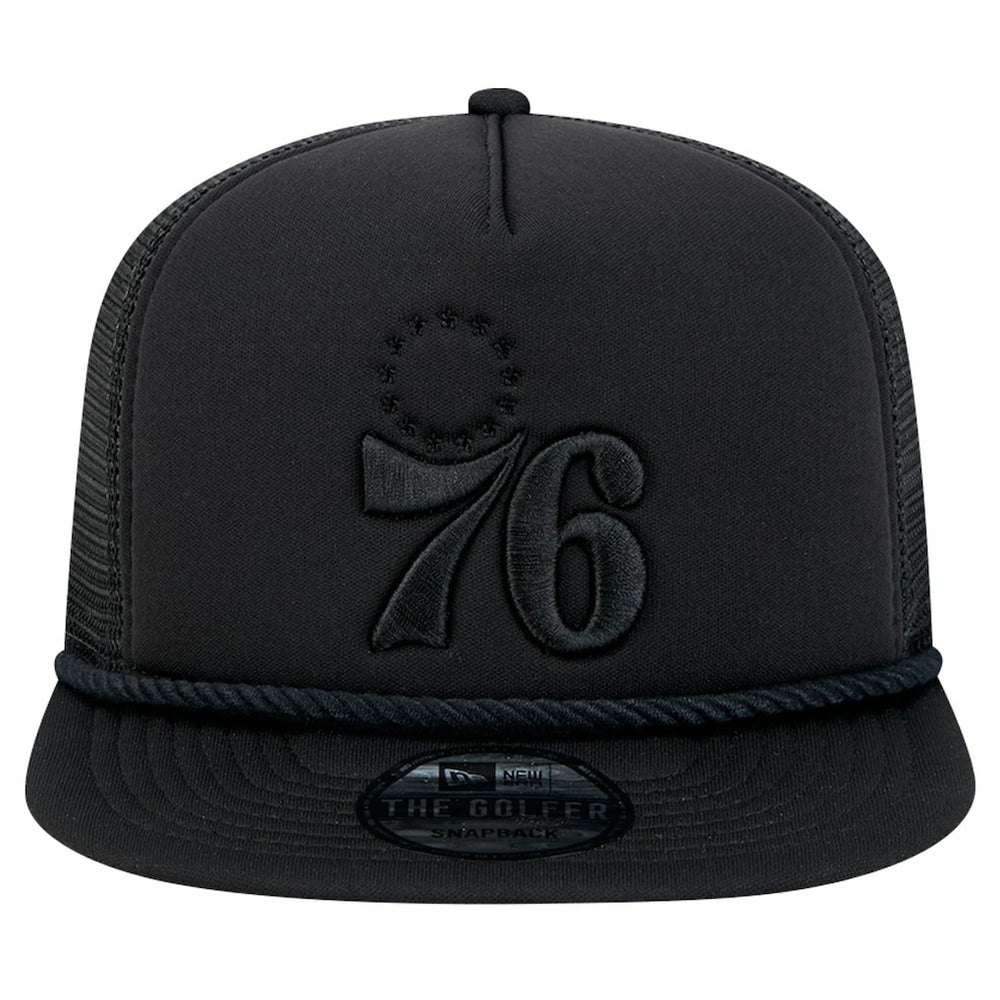 Philadelphia 76ers Tone Foam Meshback Golfer Snapback Hat Black | New Era discount