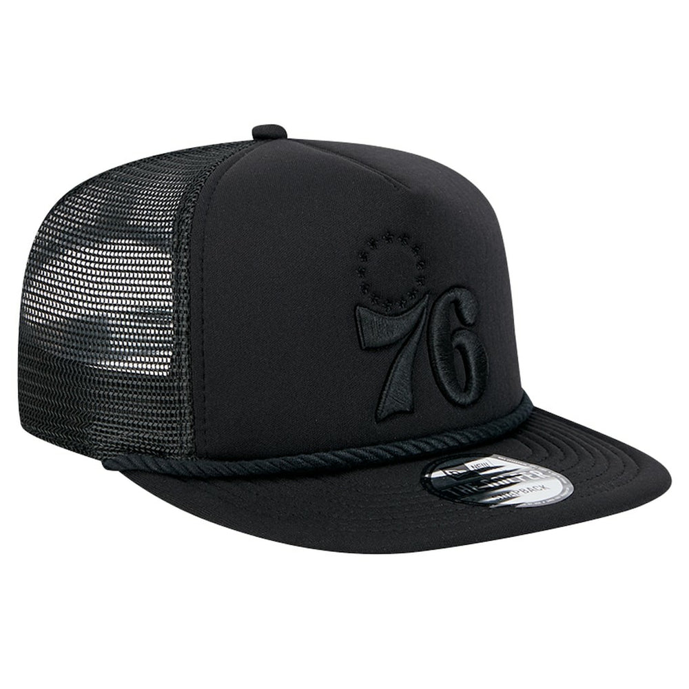 Philadelphia 76ers Tone Foam Meshback Golfer Snapback Hat Black | New Era discount