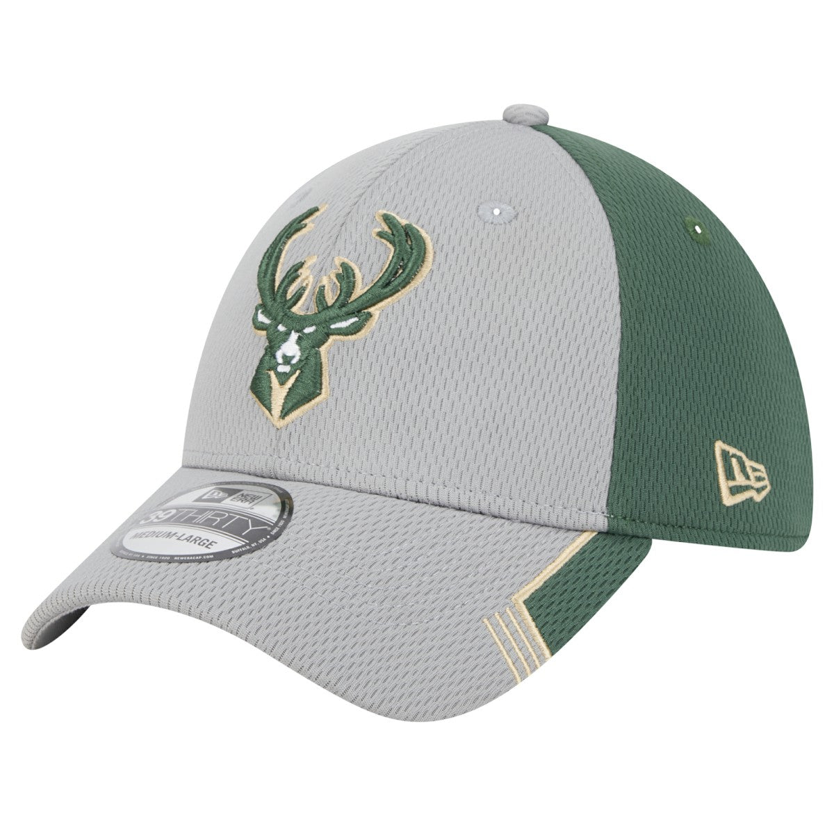 Milwaukee Bucks Active Trim 39THIRTY Flex Hat Gray/Hunter Green | New Era US