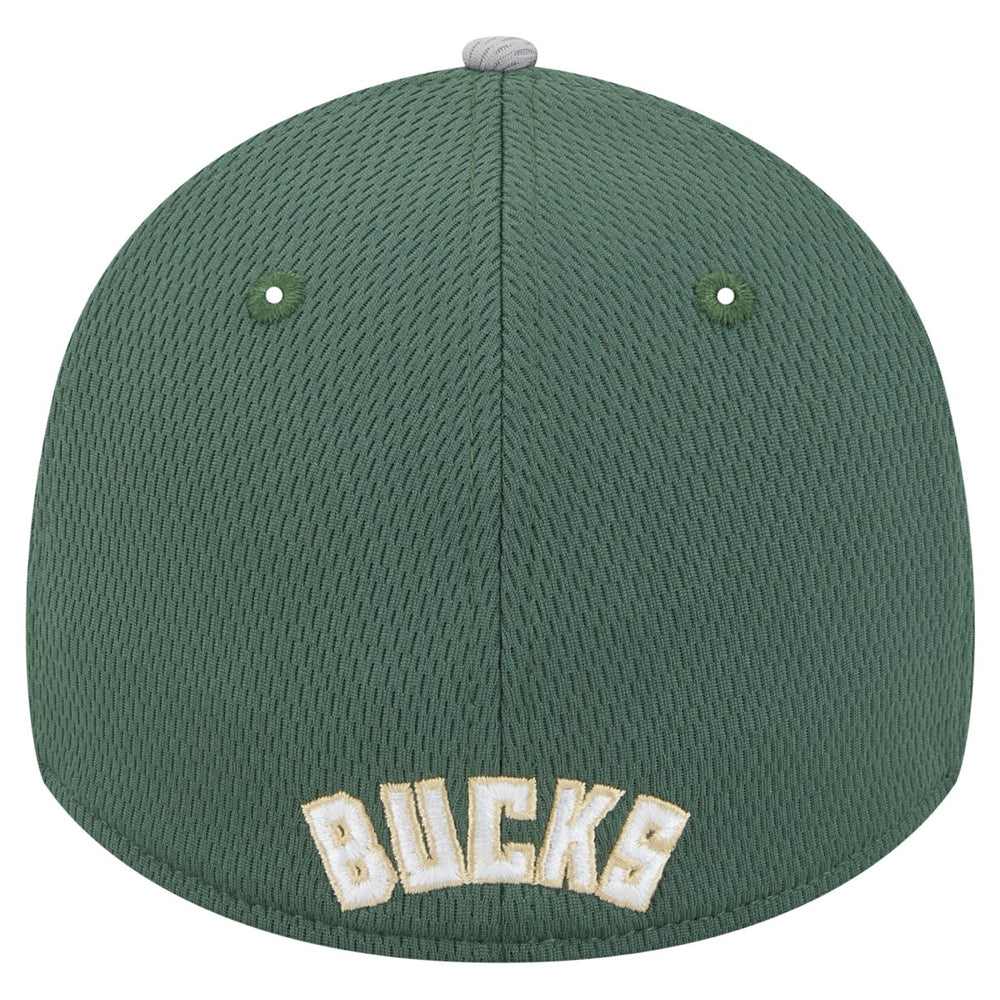 Milwaukee Bucks Active Trim 39THIRTY Flex Hat Gray/Hunter Green | New Era US
