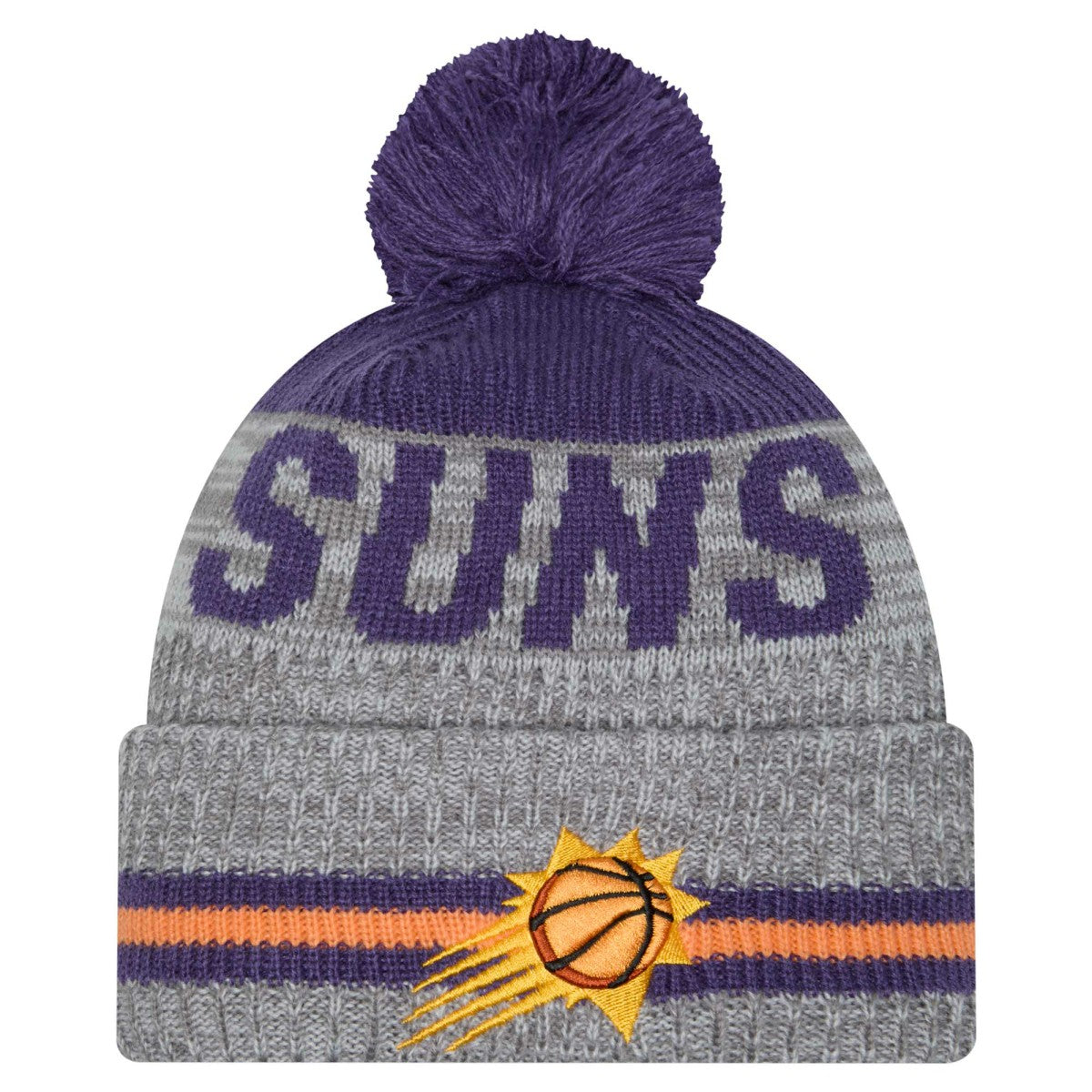 Phoenix Suns Sport Night Runner Cuffed Knit Hat with Pom Gray | New Era Near Me