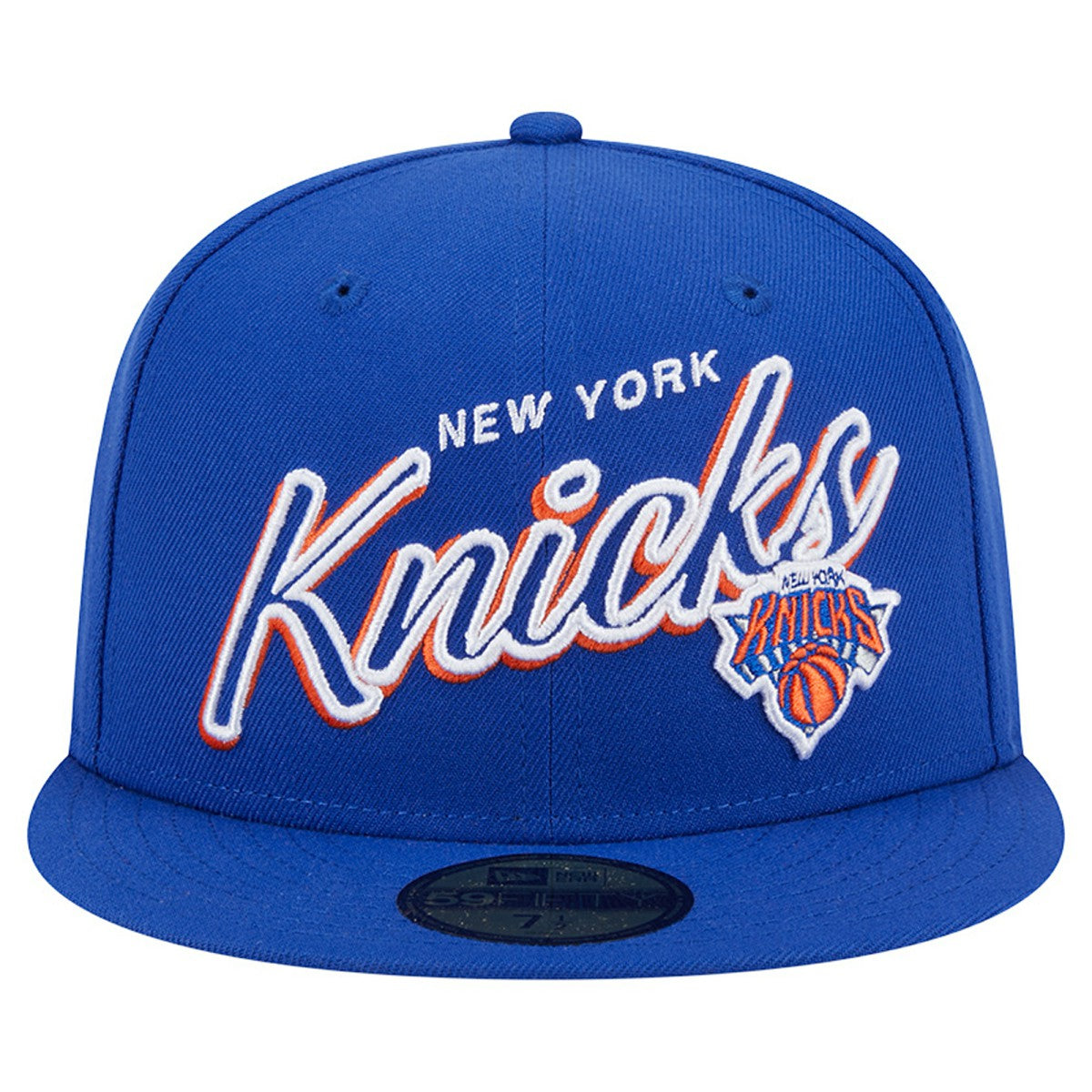 New York Knicks Sport Night Script Sided 59FIFTY Fitted Hat Blue | New Era US