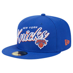 New York Knicks Sport Night Script Sided 59FIFTY Fitted Hat Blue | New Era US