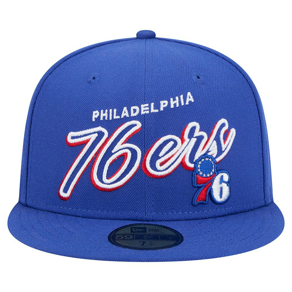 Philadelphia 76ers Sport Night Script Sided 59FIFTY Fitted Hat Royal | New Era for sale