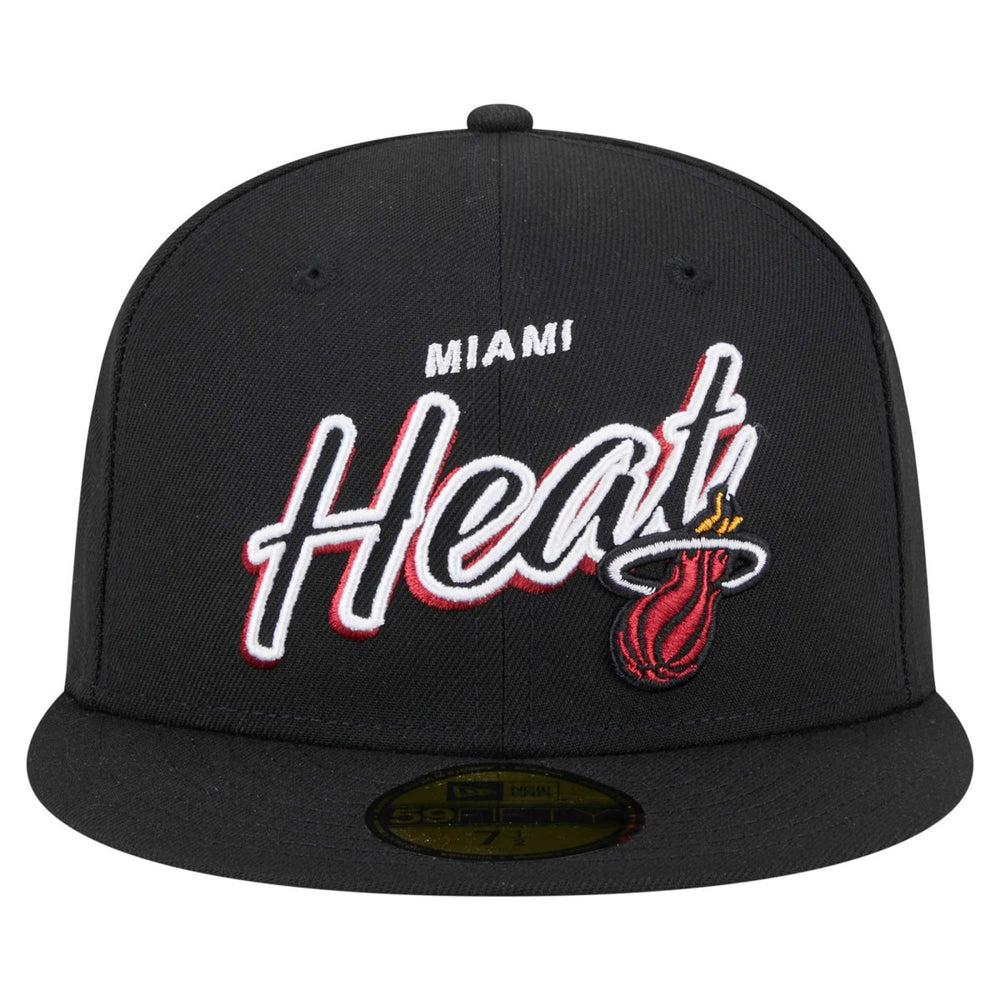 Miami Heat Sport Night Script Sided 59FIFTY Fitted Hat Black | New Era discount