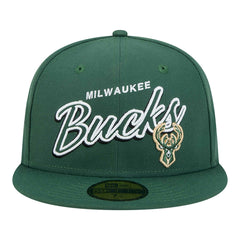 Milwaukee Bucks Sport Night Script Sided 59FIFTY Fitted Hat Hunter Green | New Era discount
