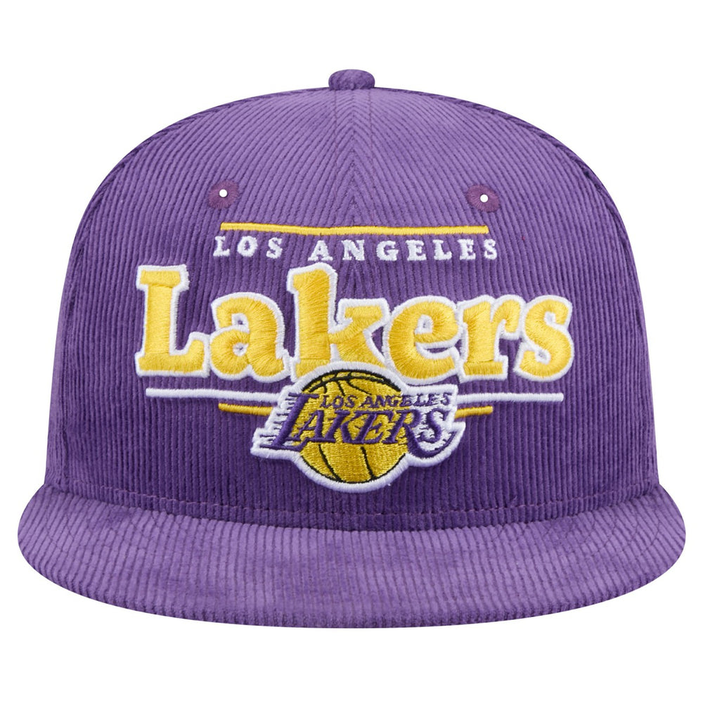Los Angeles Lakers Throwback Display Corduroy 9FIFTY Snapback Hat Purple | New Era