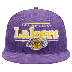 Los Angeles Lakers Throwback Display Corduroy 9FIFTY Snapback Hat Purple | New Era