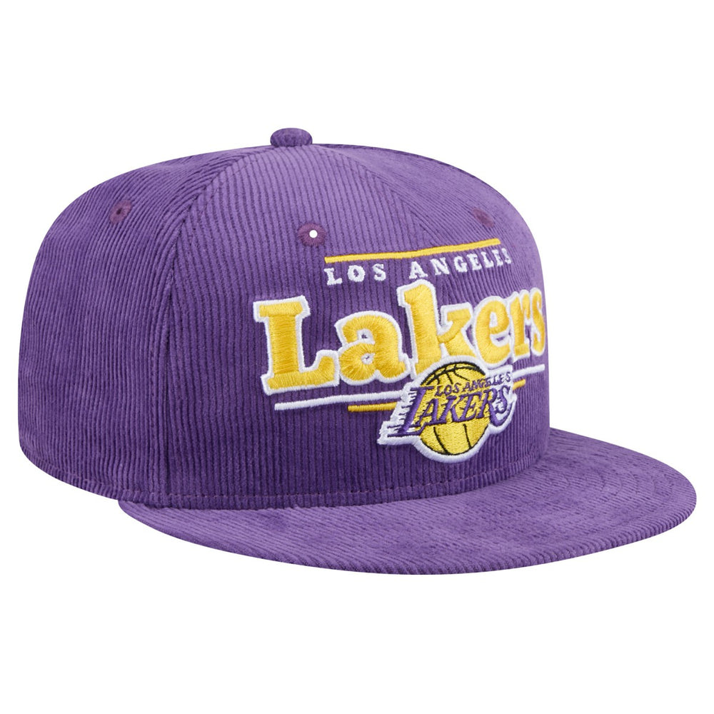Los Angeles Lakers Throwback Display Corduroy 9FIFTY Snapback Hat Purple | New Era