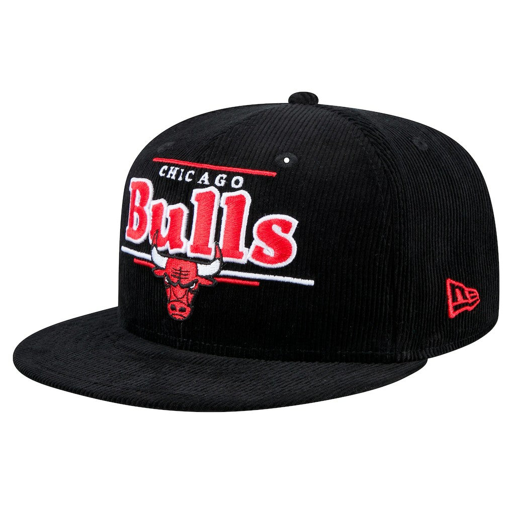 Chicago Bulls Throwback Display Corduroy 9FIFTY Snapback Hat Black | New Era Near Me