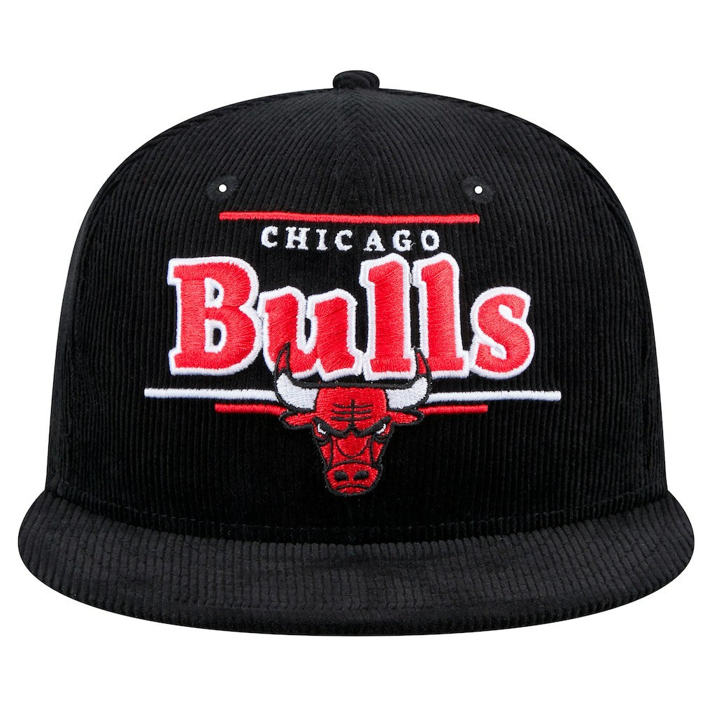 Chicago Bulls Throwback Display Corduroy 9FIFTY Snapback Hat Black | New Era Near Me