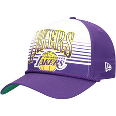 Los Angeles Lakers Purple Throwback Gradient A-Frame 9FORTY Adjustable Hat | New Era Near Me