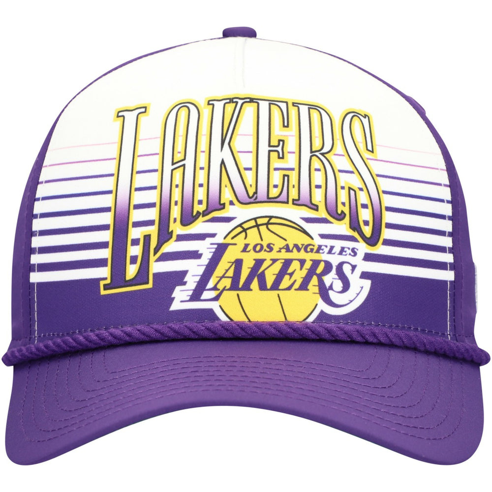Los Angeles Lakers Purple Throwback Gradient A-Frame 9FORTY Adjustable Hat | New Era Near Me