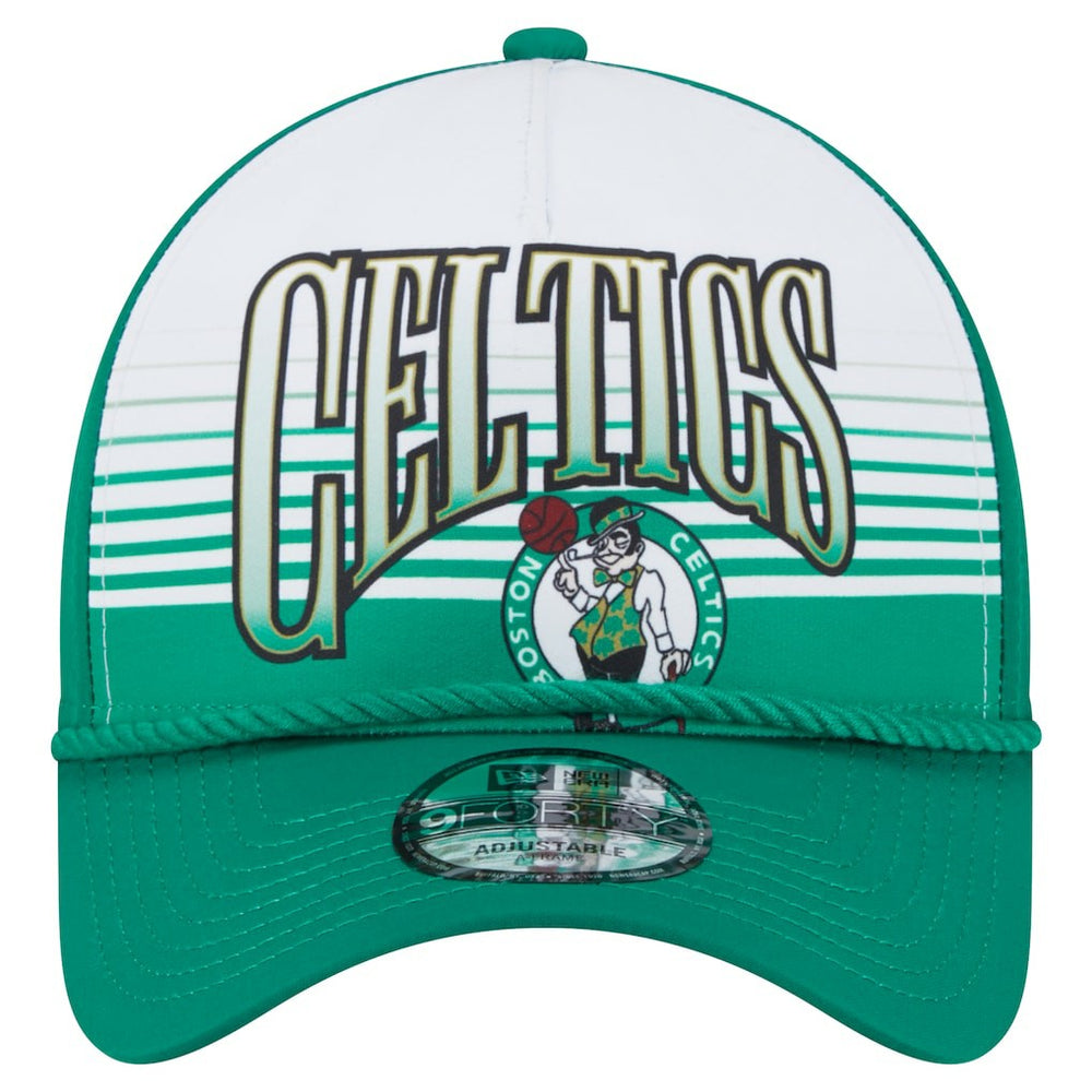 Boston Celtics Kelly Green Throwback Gradient A-Frame 9FORTY Adjustable Hat | New Era discount