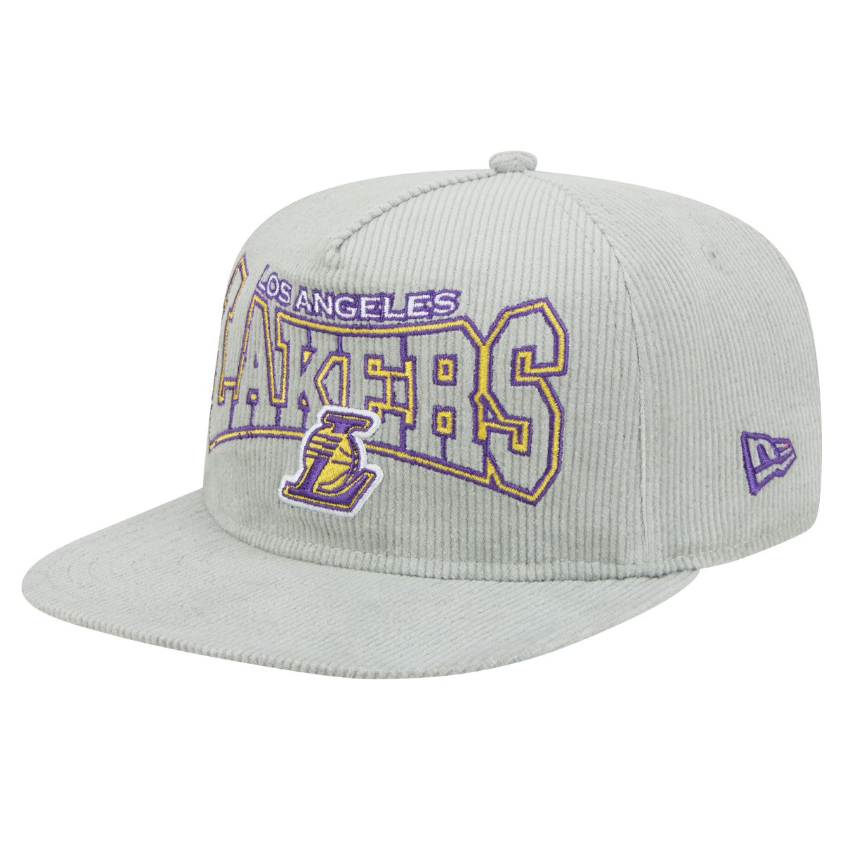Los Angeles Lakers Throwback Corduroy Golfer Snapback Hat Gray | New Era online