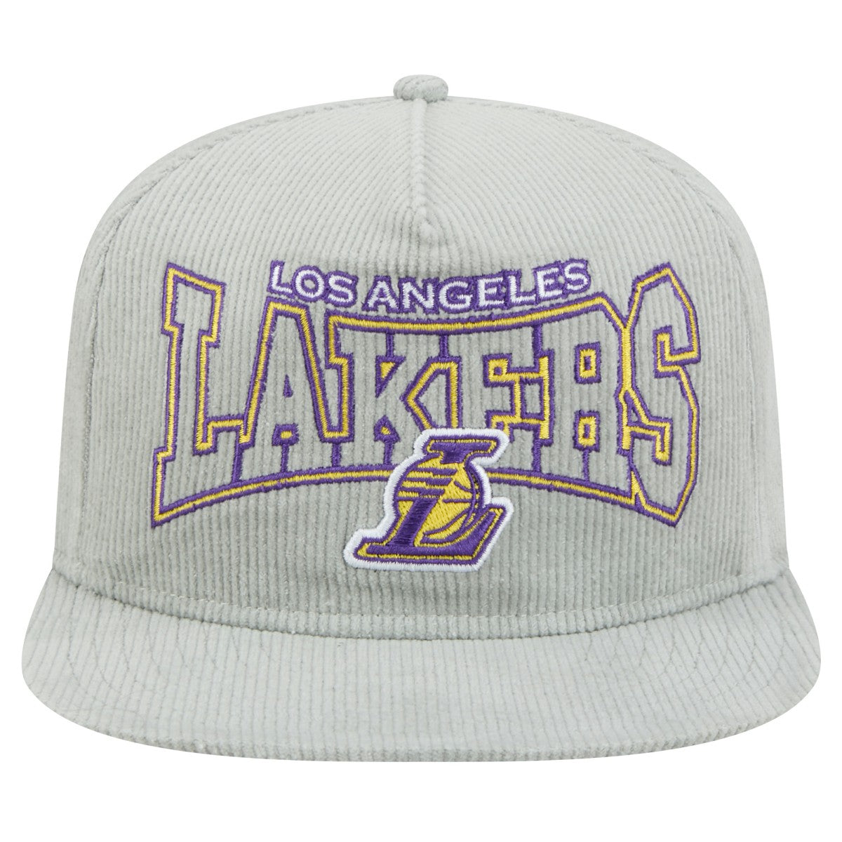 Los Angeles Lakers Throwback Corduroy Golfer Snapback Hat Gray | New Era online