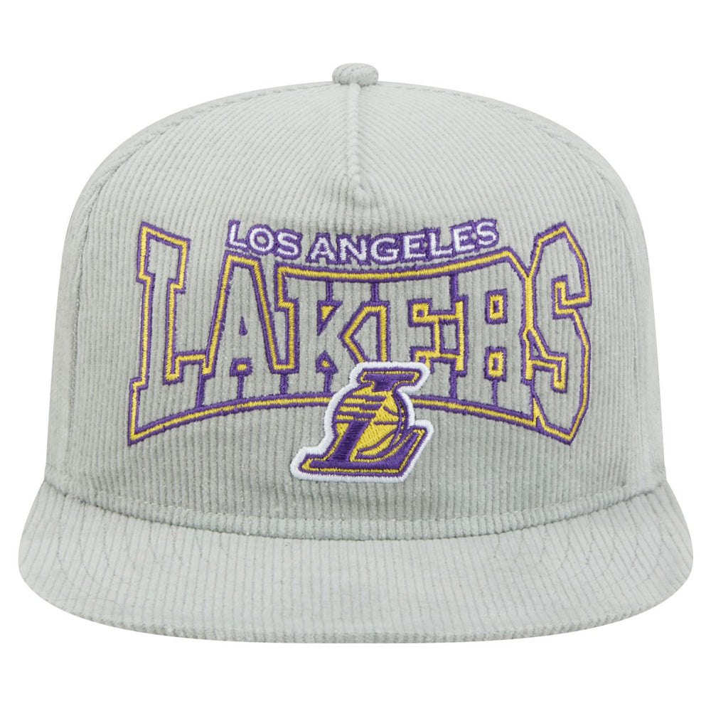 Los Angeles Lakers Throwback Corduroy Golfer Snapback Hat Gray | New Era online