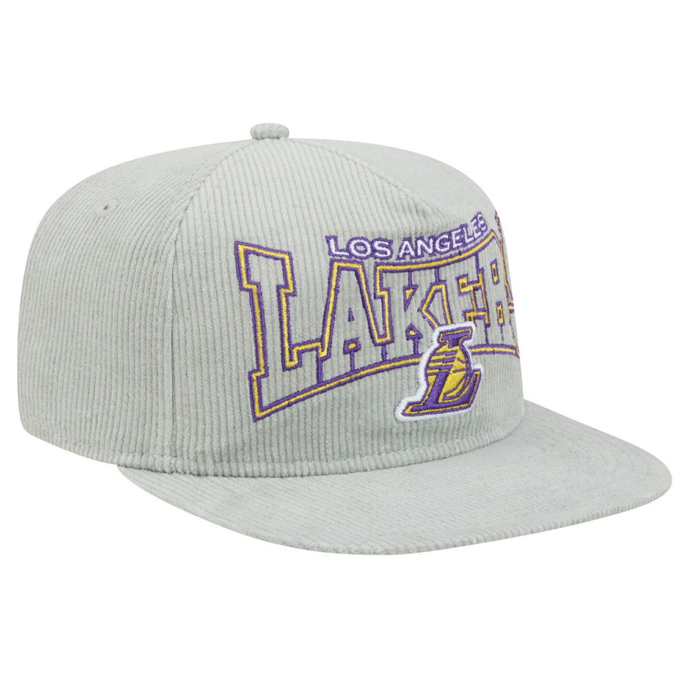 Los Angeles Lakers Throwback Corduroy Golfer Snapback Hat Gray | New Era online