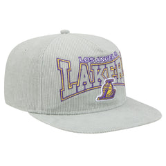 Los Angeles Lakers Throwback Corduroy Golfer Snapback Hat Gray | New Era online