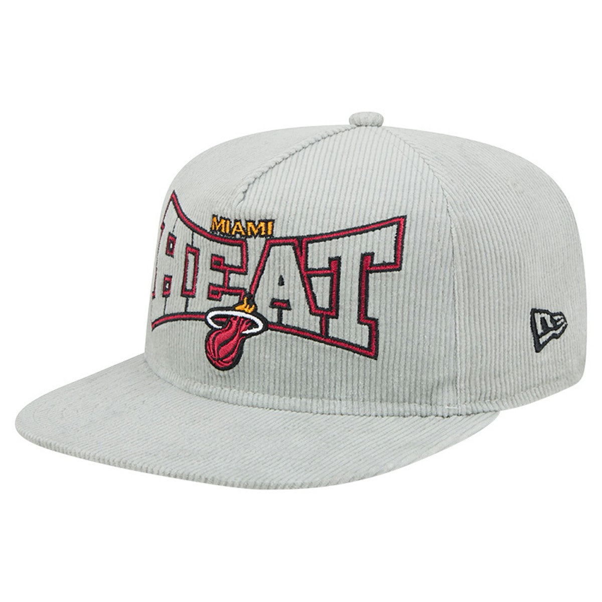 Miami Heat Throwback Corduroy Golfer Snapback Hat Gray | New Era