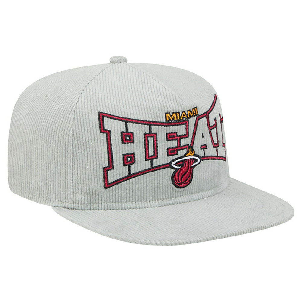 Miami Heat Throwback Corduroy Golfer Snapback Hat Gray | New Era