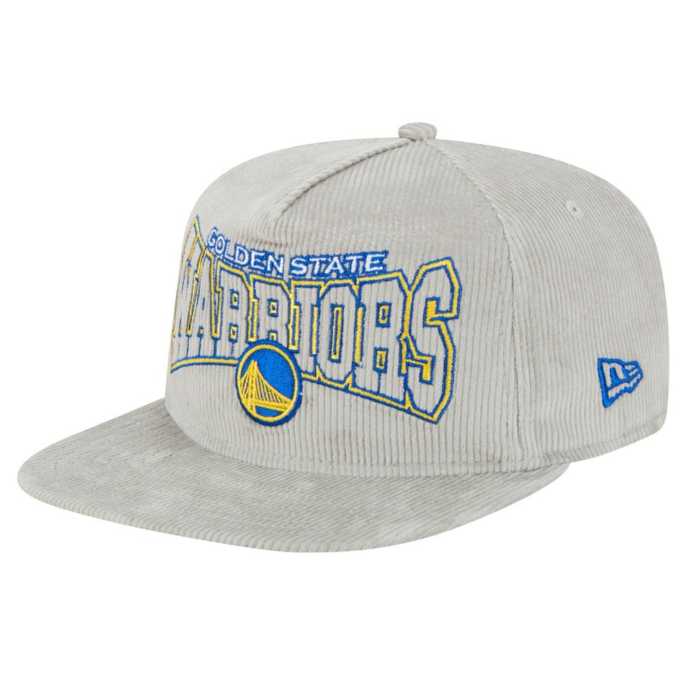 Golden State Warriors Throwback Corduroy Golfer Snapback Hat for sale Gray | New Era Lifestyle
