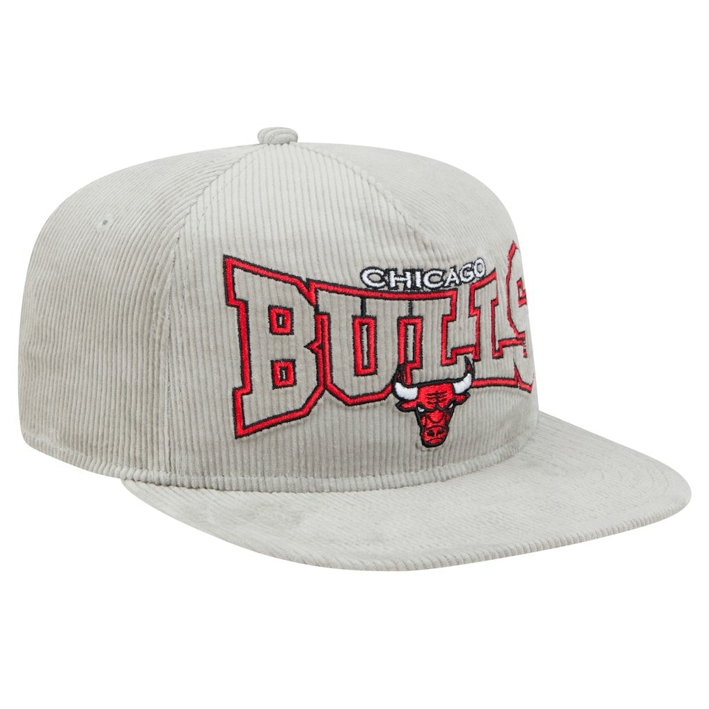 Chicago Bulls Throwback Corduroy Golfer Snapback Hat Gray | New Era