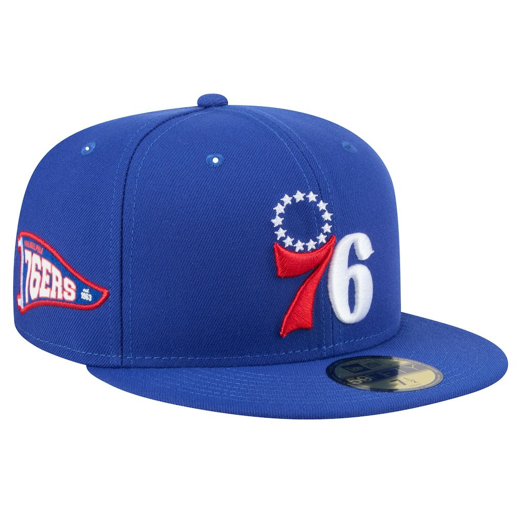 Philadelphia 76ers Throwback Pennant 59FIFTY Fitted Hat Royal | New Era US