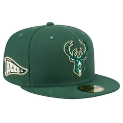 Milwaukee Bucks Throwback Pennant 59FIFTY Fitted Hat Hunter Green | New Era Near Me