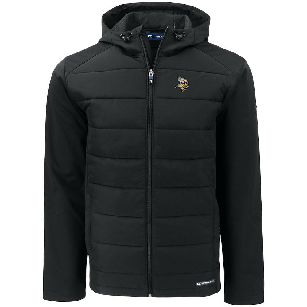 Minnesota Vikings Cutter & Buck Big & Tall Evoke Hybrid Eco Softshell Recycled Full-Zip Hooded Jacket Black