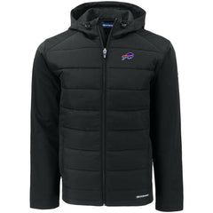 Buffalo Bills Cutter & Buck Big & Tall Evoke Hybrid Eco Softshell Recycled Full-Zip Hooded Jacket Black