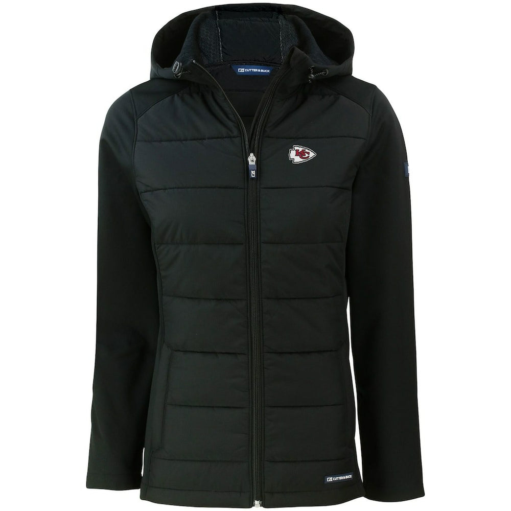 Kansas City Chiefs Cutter & Buck Women's Evoke PrimaLoft Hybrid Eco Softshell Recycled Full-Zip Hooded Jacket Black